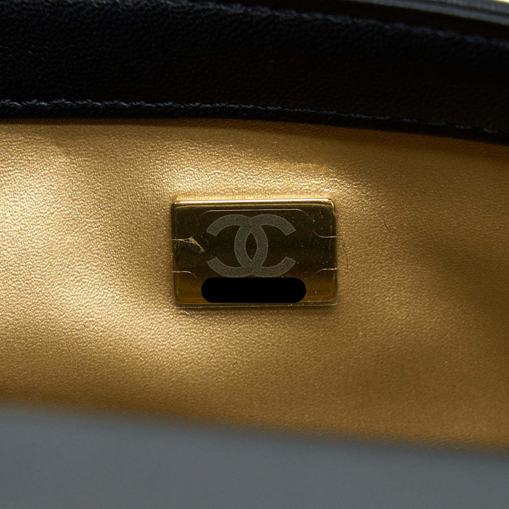 CHANEL PEARL CRUSH MINI RECTANGULAR LAMBSKIN BLACK BRUSHED GHW (MICROCHIP)
