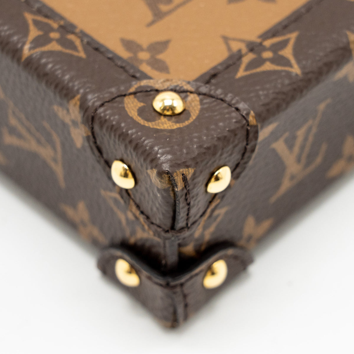 LOUIS VUITTON VERTICAL TRUNK POCHETTE WITH CHAIN MONOGRAM REVERSE CANVAS GHW