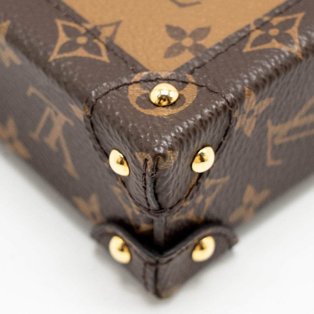 LOUIS VUITTON VERTICAL TRUNK POCHETTE WITH CHAIN MONOGRAM REVERSE CANVAS GHW