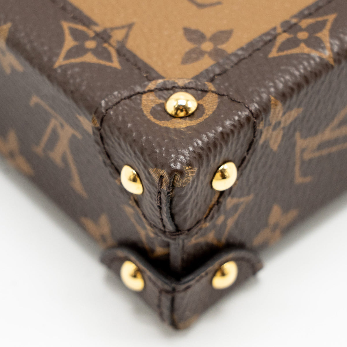 LOUIS VUITTON VERTICAL TRUNK POCHETTE WITH CHAIN MONOGRAM REVERSE CANVAS GHW