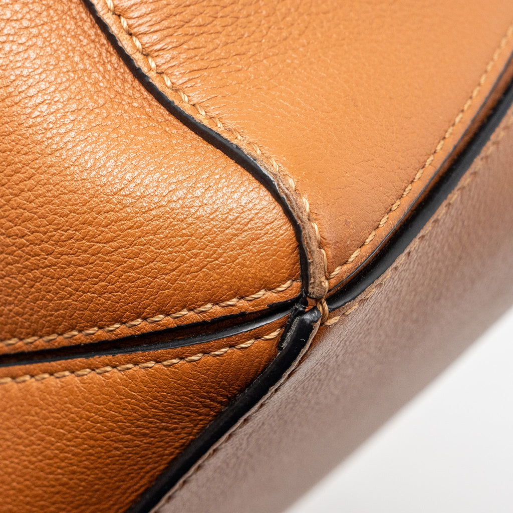 LOEWE SMALL PUZZLE BAG CALFSKIN TAN SHW