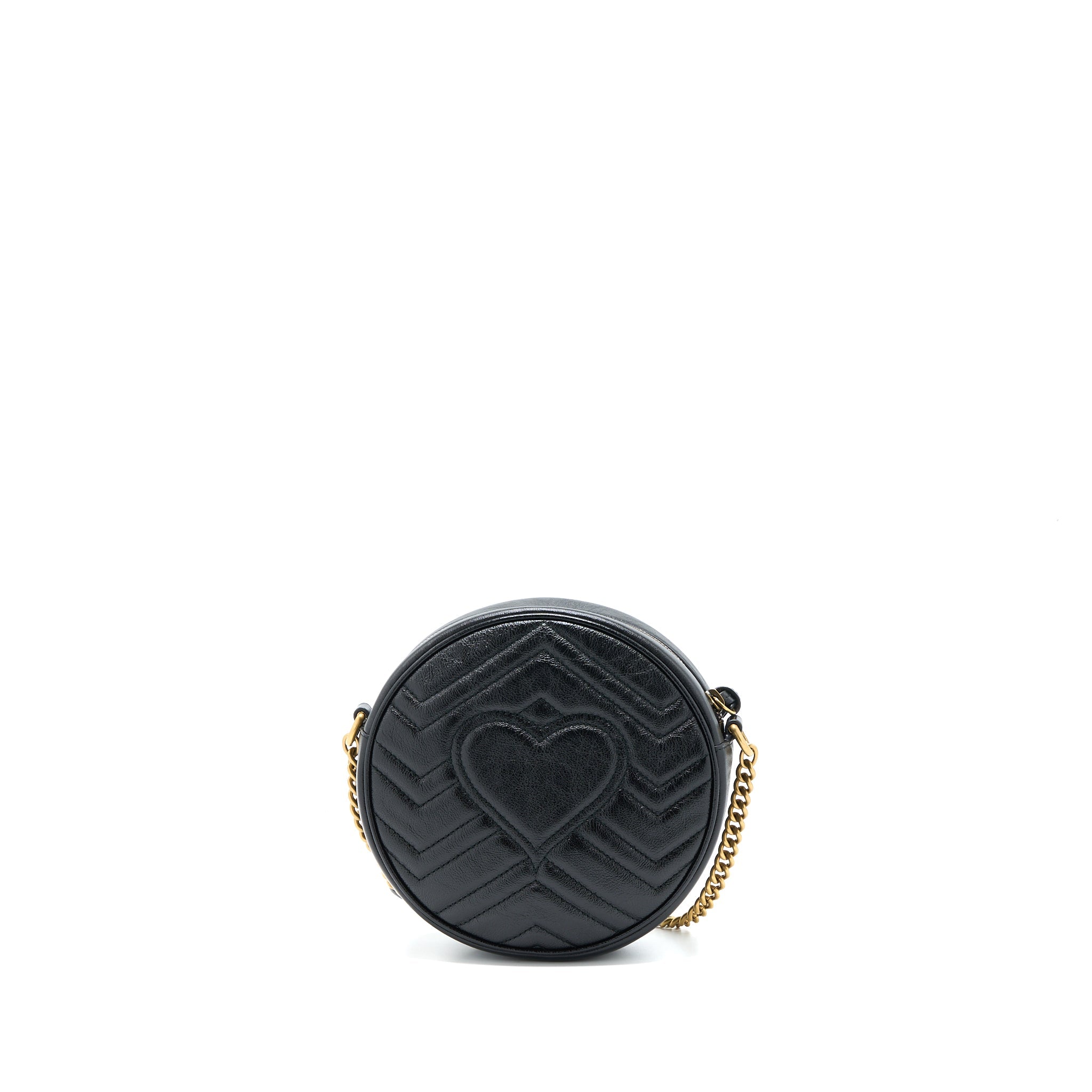 GUCCI GG MORMONT ROUND SHOULDER BAG CALFSKIN BLACK GHW
