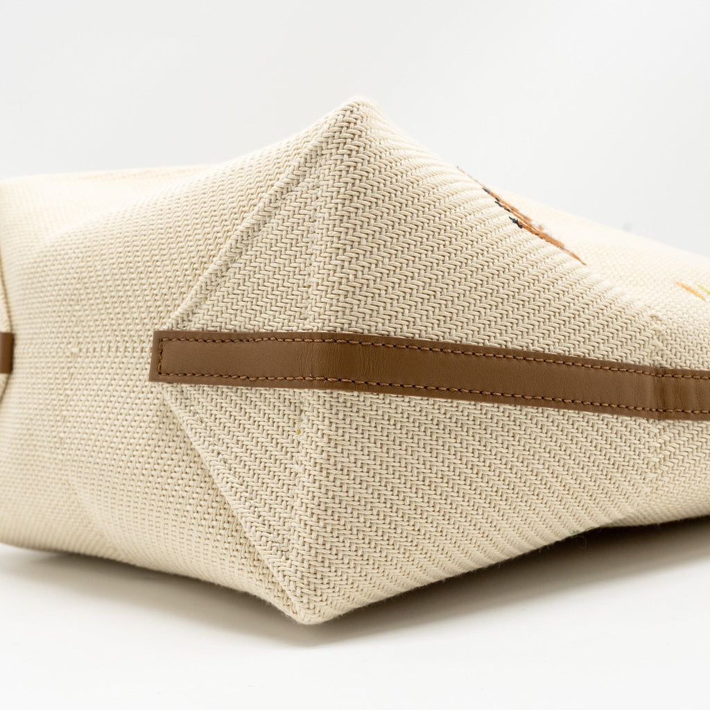 LOEWE SUNA FUJITA LIMITED EDITION MEDIUM PUZZLE FOLD TOTE BAG CANVAS/LEATHER BEIGE/MULTICOLOUR