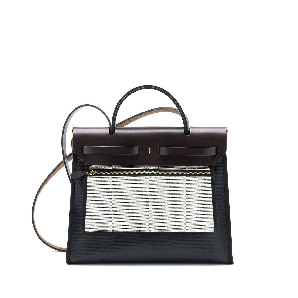 Hermes Herbag 31 Berline Canvas Noir/Ecru-Noir/Ebene GHW
