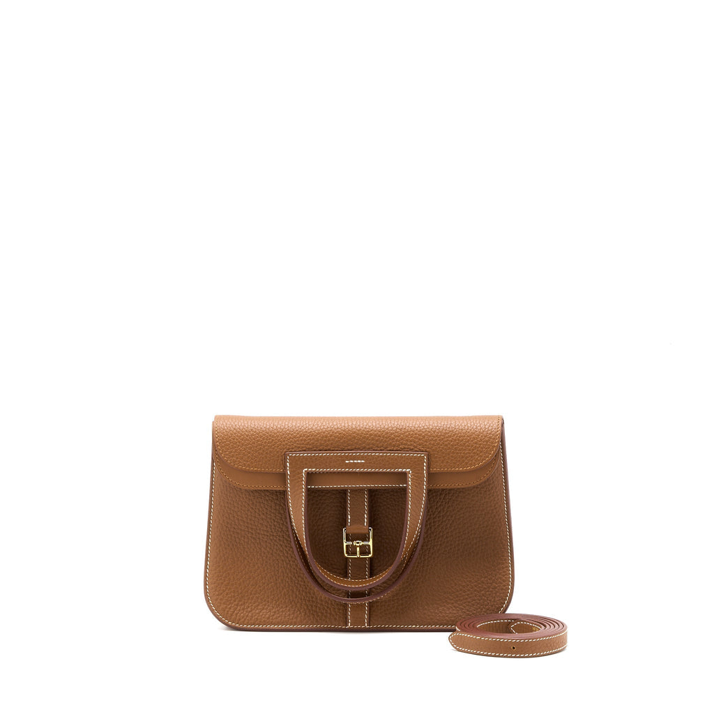 HERMES HALZAN 25 BAG CLEMENCE GOLD GHW