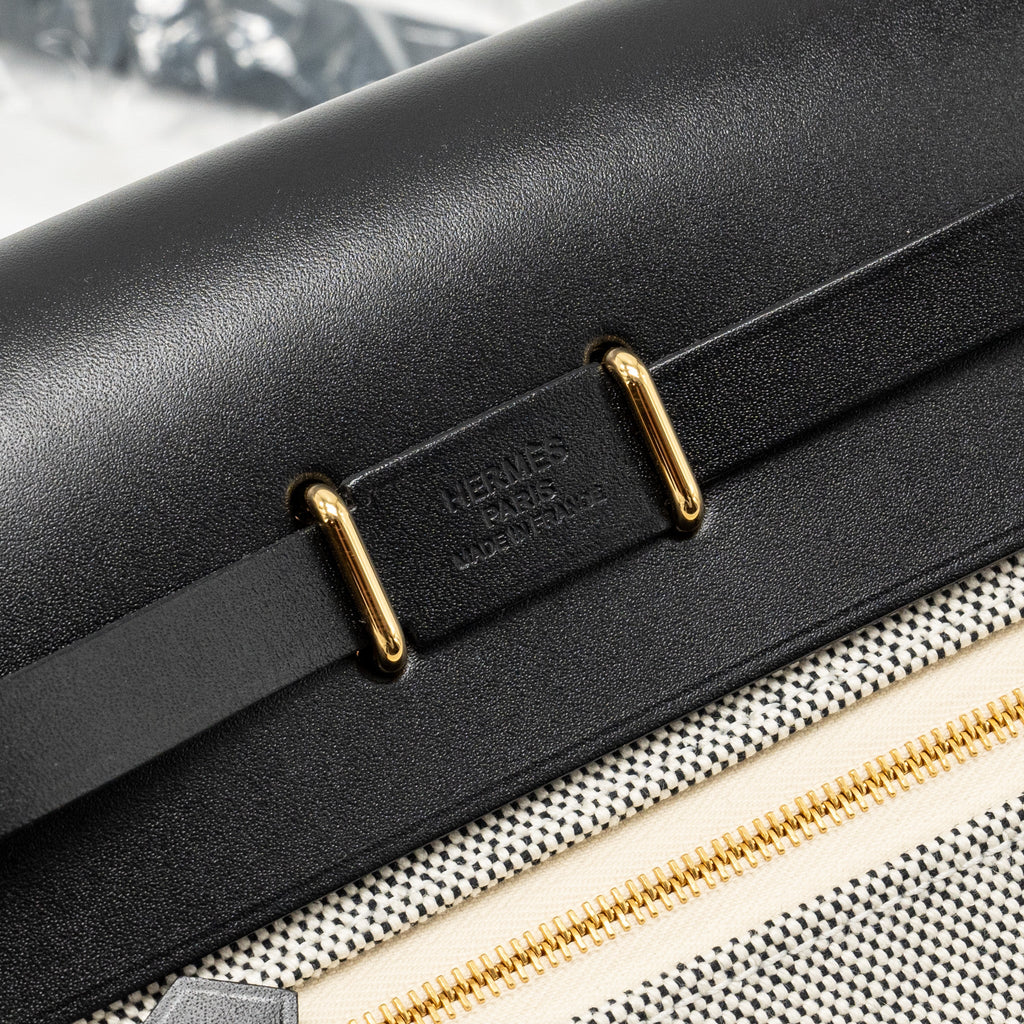 HERMES HERBAG MINI CANVAS/COWHIDE BLACK/ECRU GHW