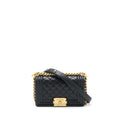 CHANEL SMALL BOY BAG CAVIAR BLACK GHW (MICROCHIP)
