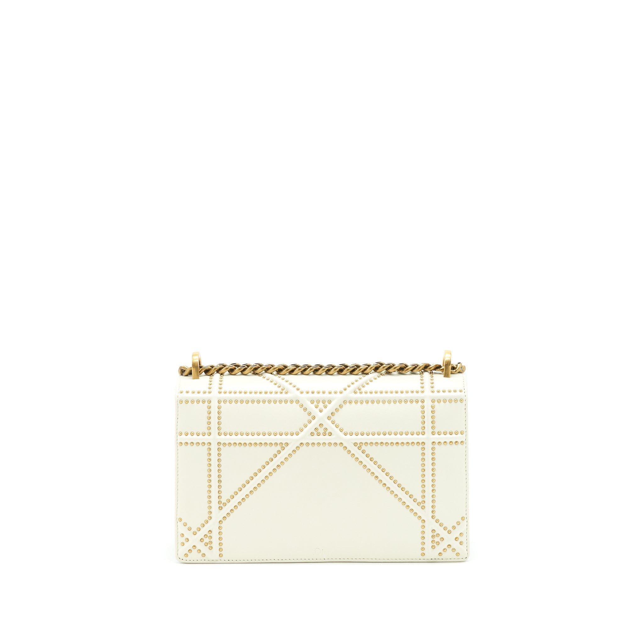 DIOR MEDIUM STUDDED DIORAMA WHITE GHW