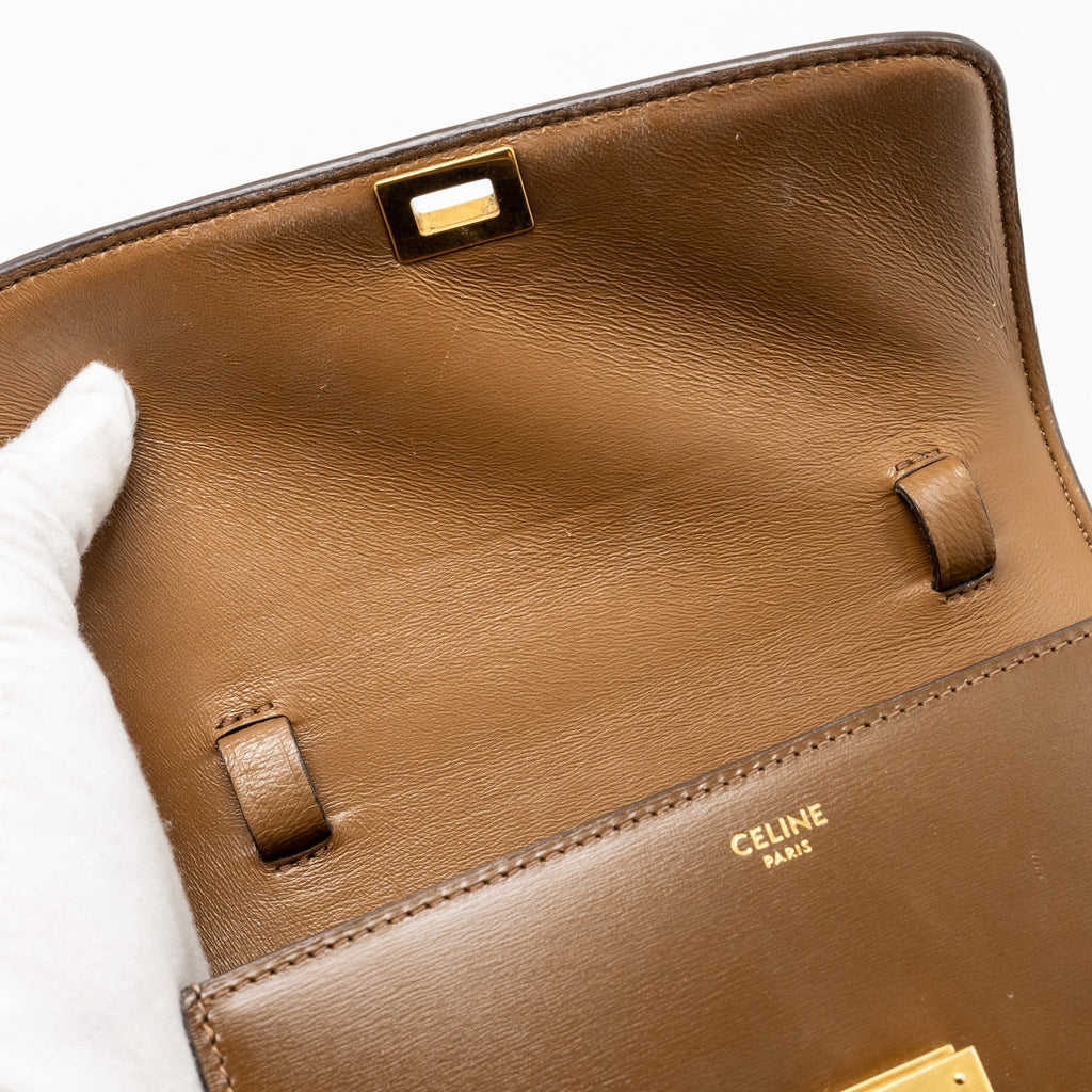 CELINE TEEN CLASSIC BOX BAG CALFSKIN CAMEL GHW