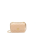 CHANEL 21A SMALL GOLD CRUSH FLAP BAG CALFSKIN BEIGE GHW (MICROCHIP)
