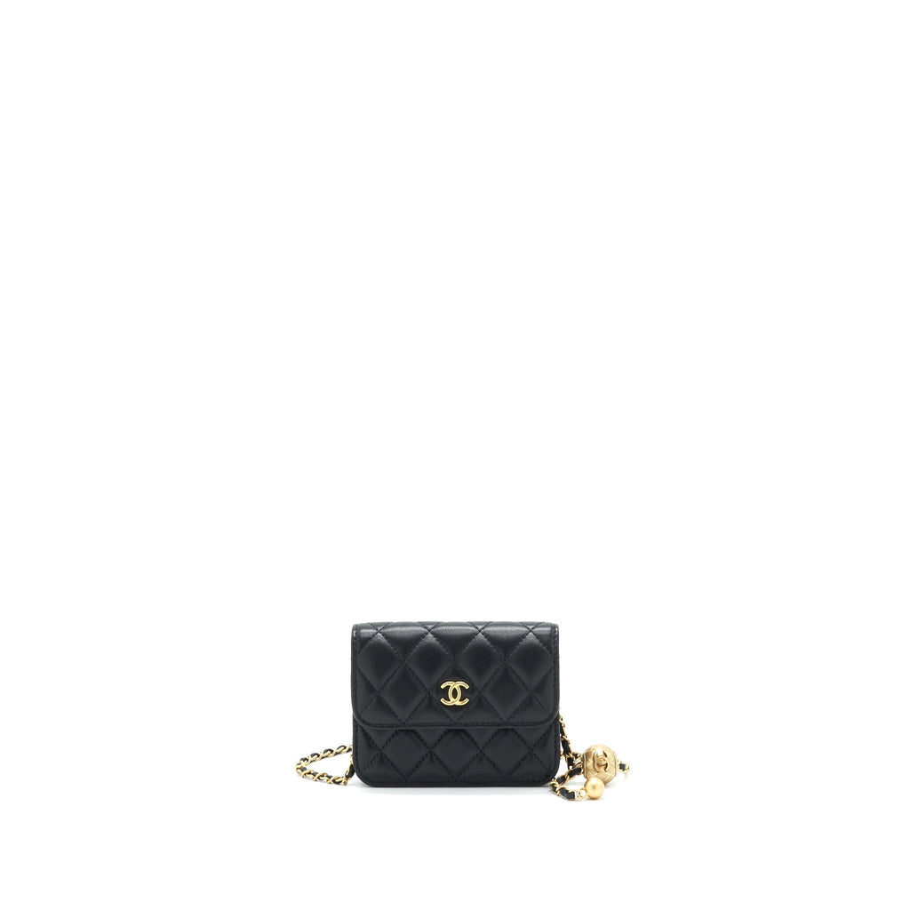 CHANEL PEARL CRUSH BELT BAG BLACK WITH GHW SERIAL 30