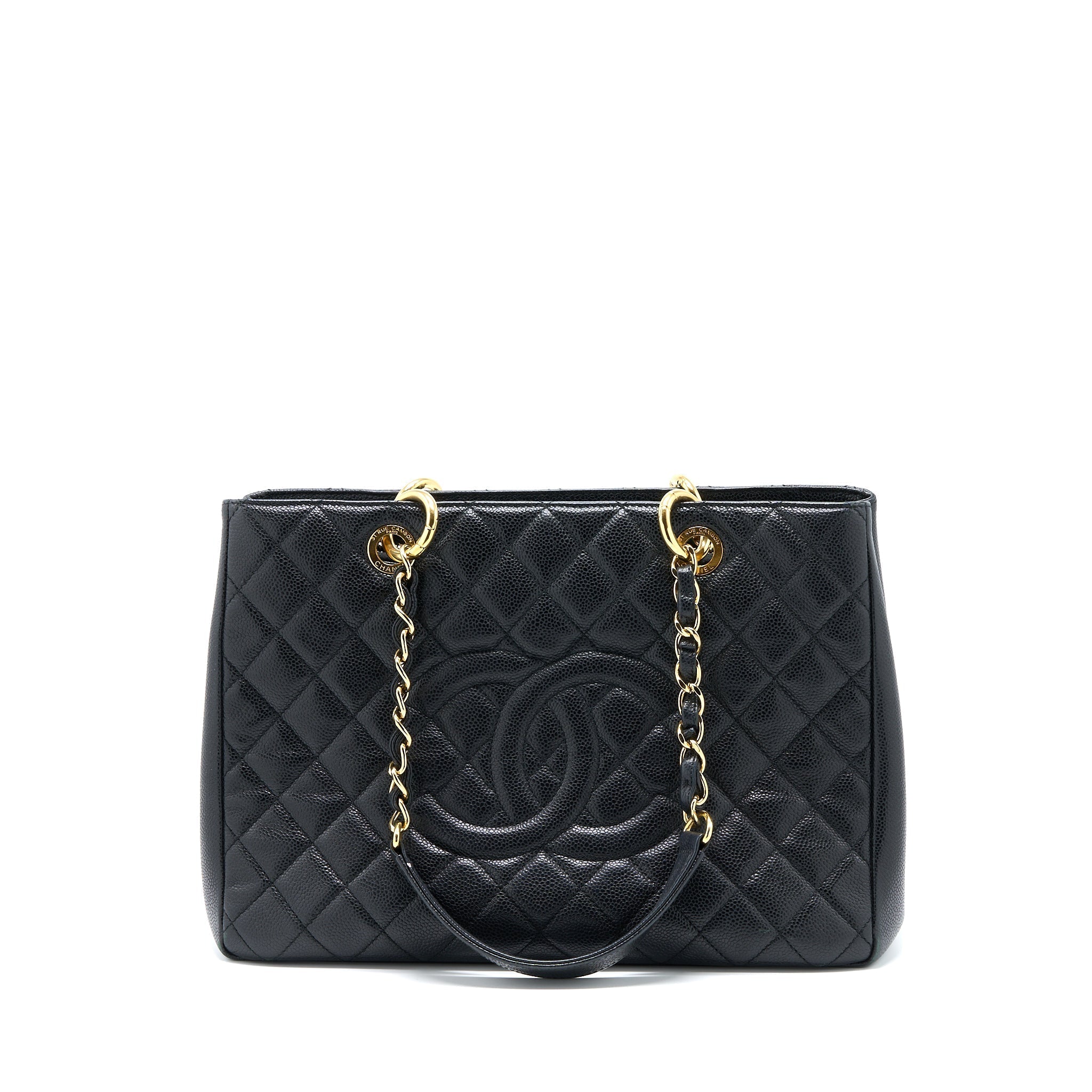 CHANEL GRAND SHOPPING TOTE BAG CAVIAR BLACK GHW