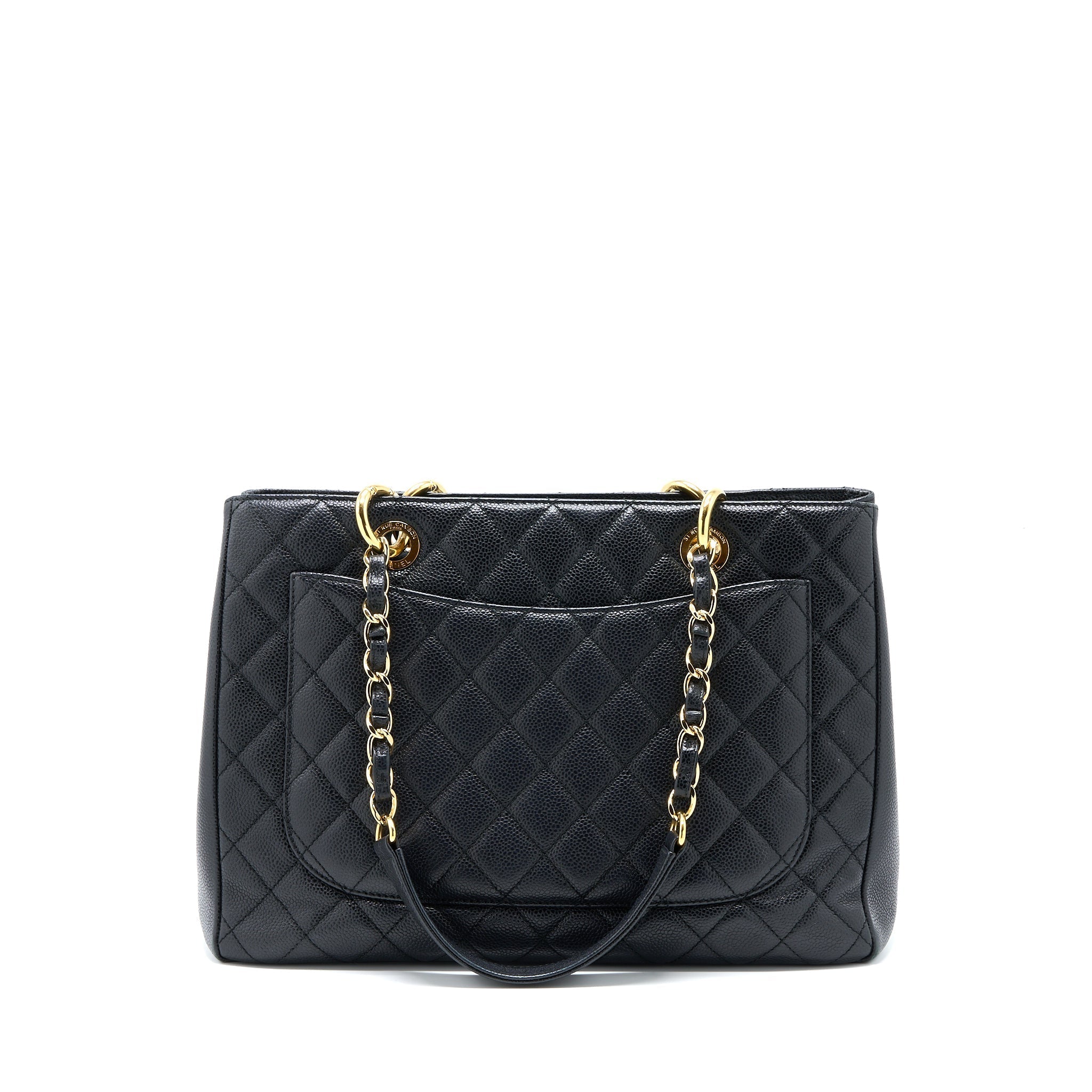CHANEL GRAND SHOPPING TOTE BAG CAVIAR BLACK GHW