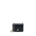 CHANEL CLASSIC MINI SQUARE FLAP BAG LAMBSKIN BLACK LGHW (MICROCHIP)