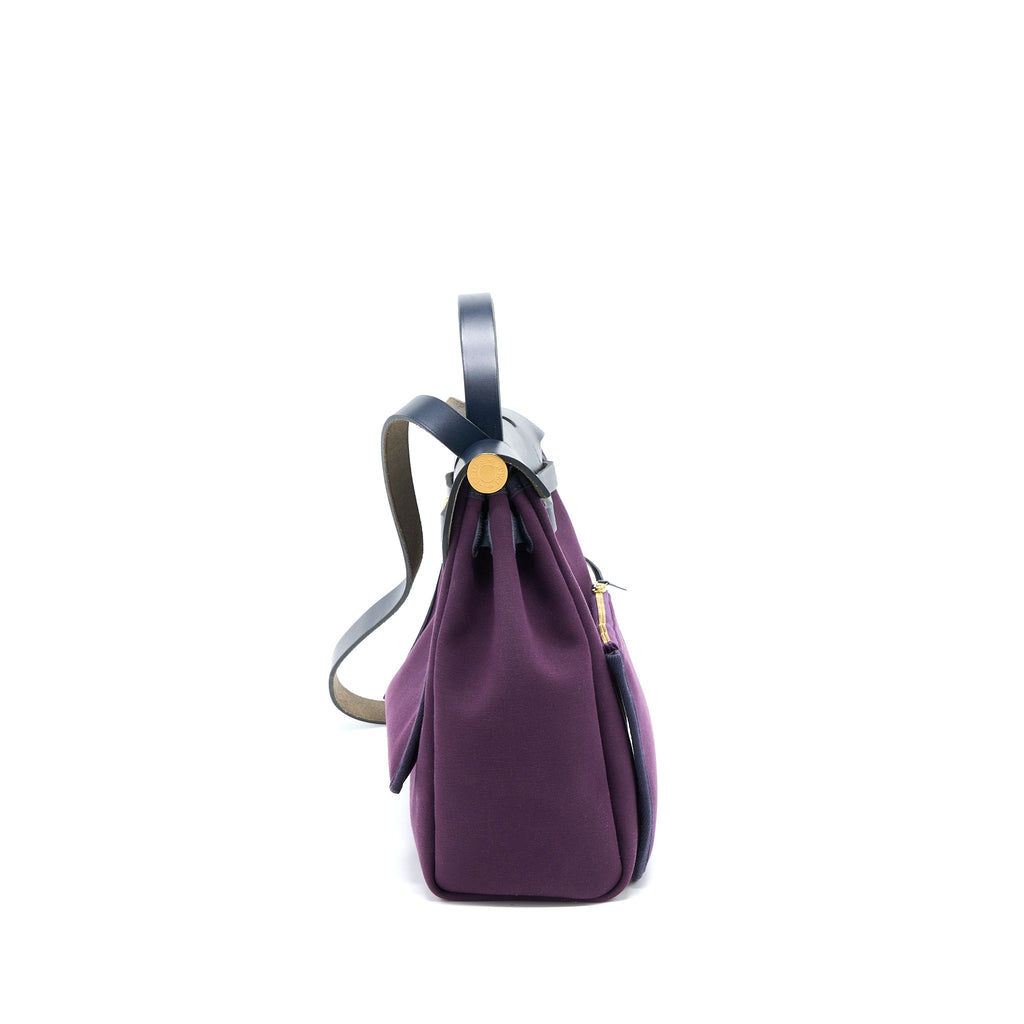 Hermes Herbag 31 Zip Bag Canvas/Vache Hunter Cassie/Bleu Indigo GHW