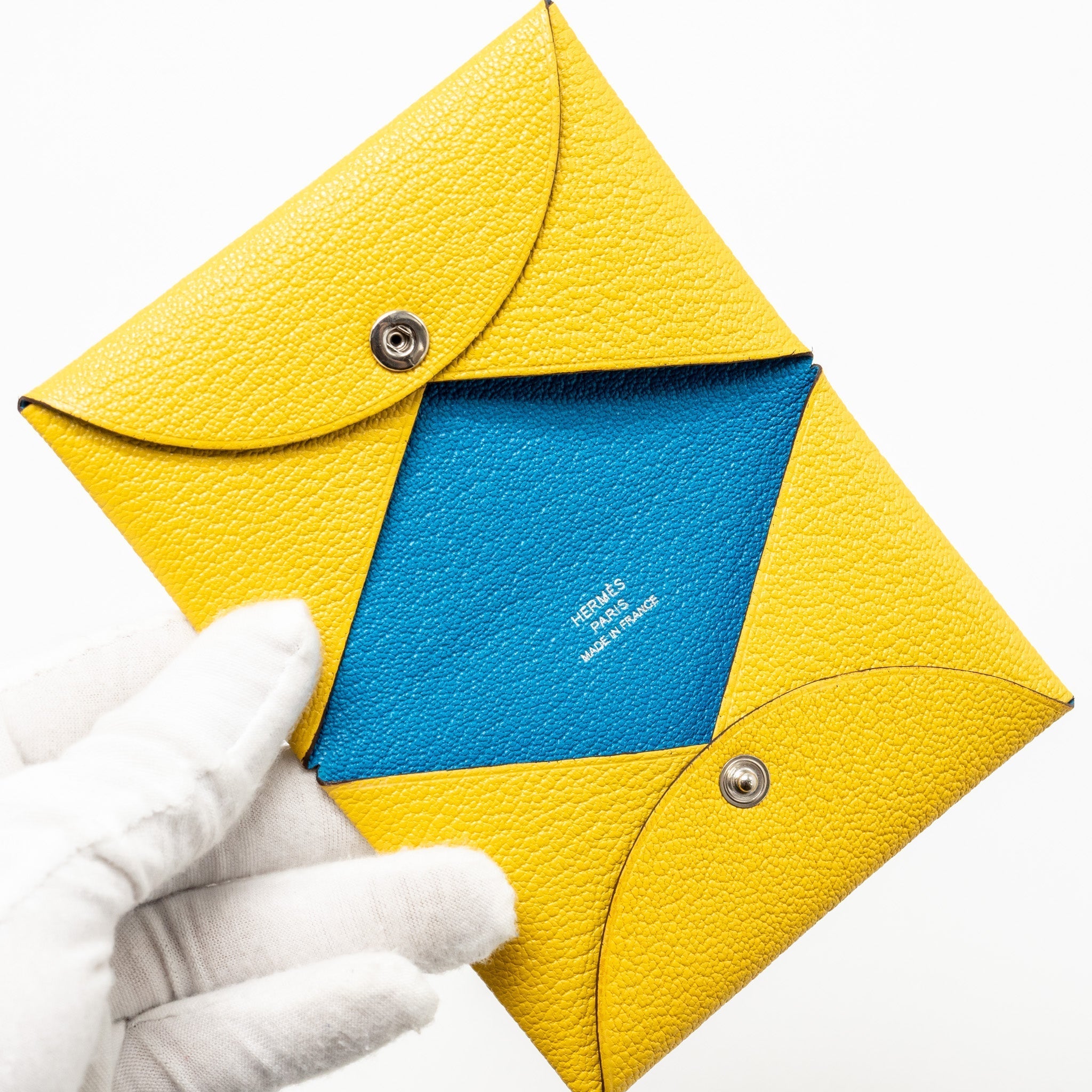 HERMES CALVI CARD HOLDER CHEVRE MYSORE LEATHER SUN / BLUR FRIDAY SHW