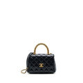 CHANEL 22A MINI COCO HANDLE WITH DETAILED LETTER HANDLE CALFSKIN BLACK BRUSHED GHW (MICROCHIP)
