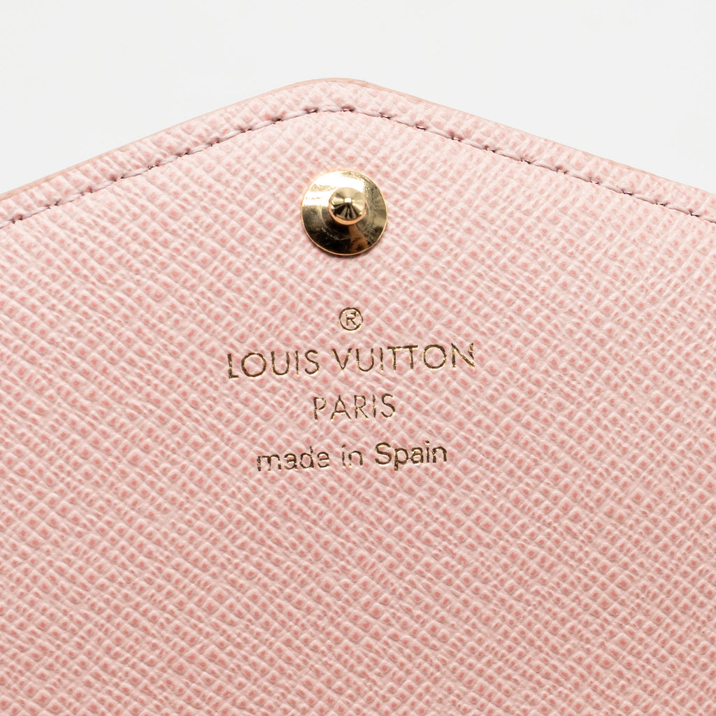 Louis Vuitton Sarah Portefeuille Long Wallet Damier Ebene Canvas Pink GHW