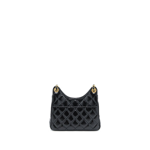 CHANEL 23C SMALL HOBO BAG SHINY CALFSKIN BLACK BRUSHED GHW (MICROCHIP)