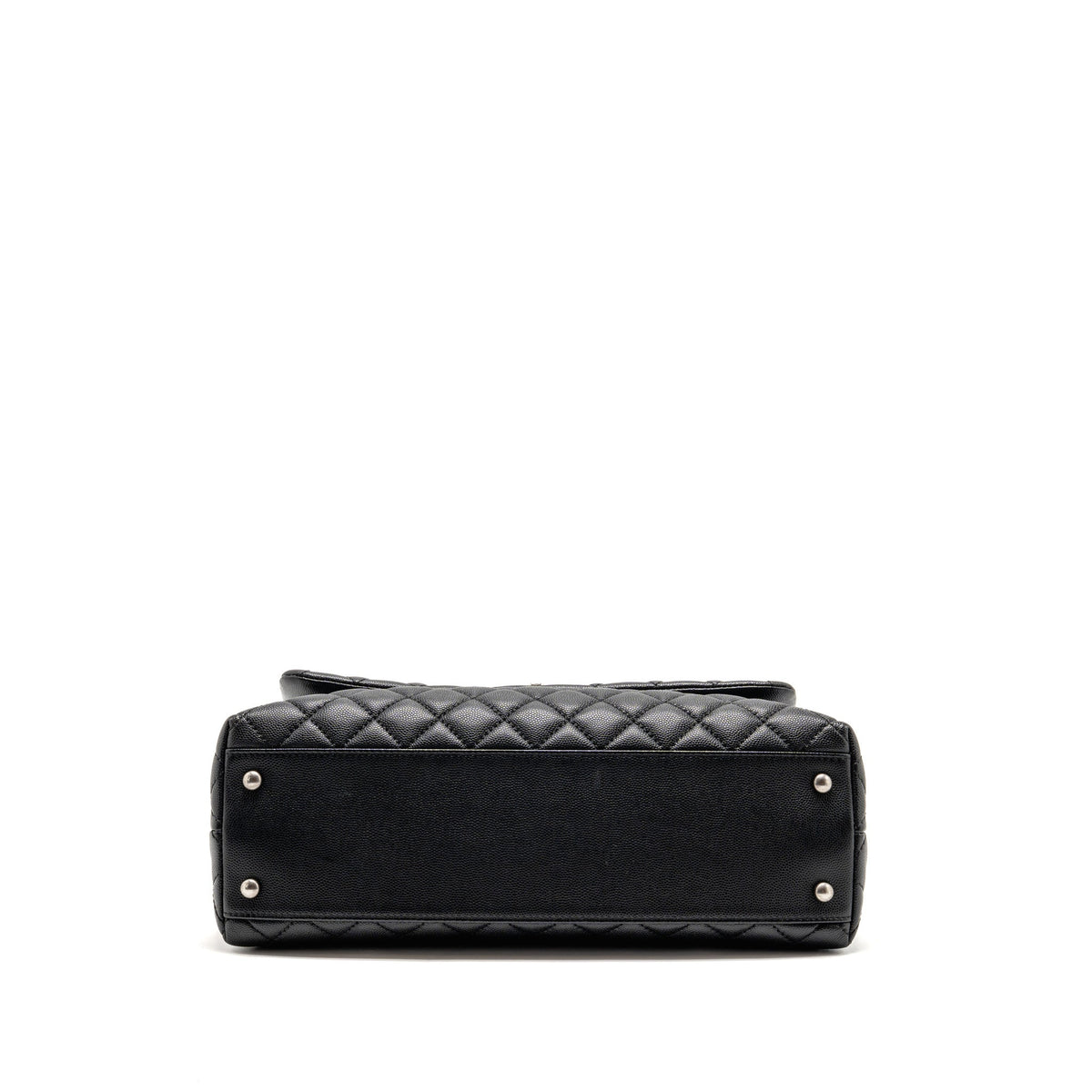 Chanel Large Coco Handle Flap Bag Lizard Embossed Handle Caviar Black Ruthenium Hardware
