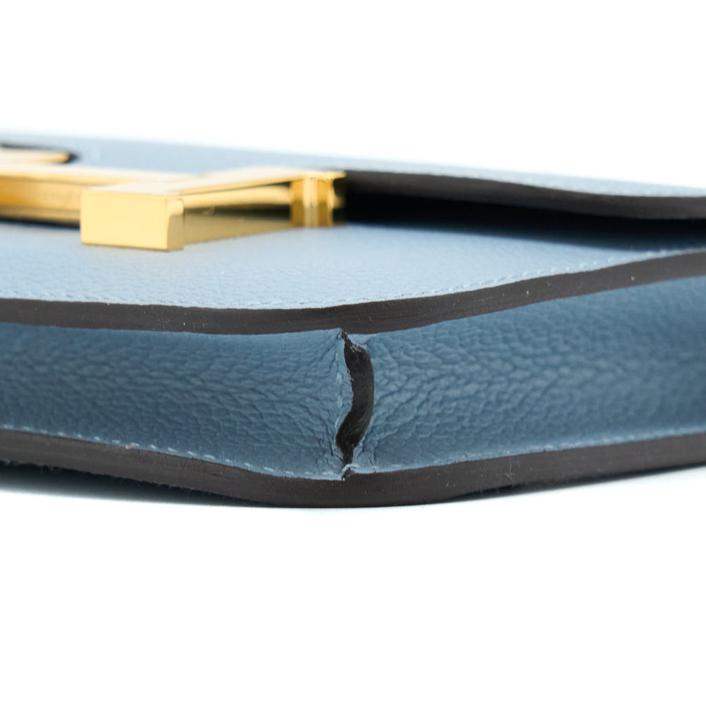 Hermes Constance Slim Evercolor J7 Bleu Lin GHW