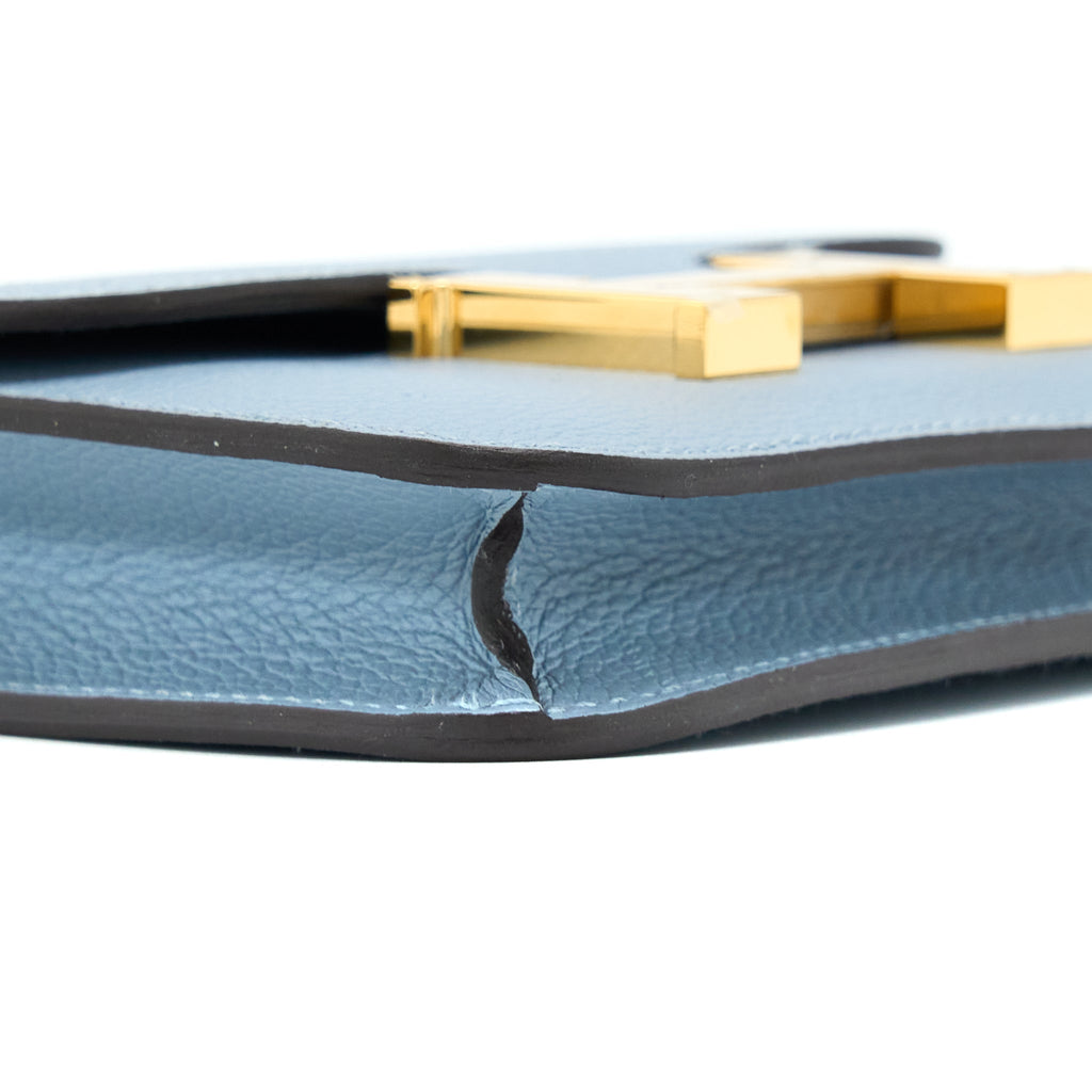 Hermes Constance Slim Evercolor J7 Bleu Lin GHW