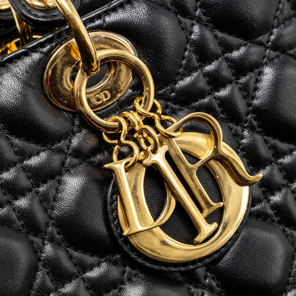DIOR LARGE LADY DIOR LAMBSKIN BLACK GHW
