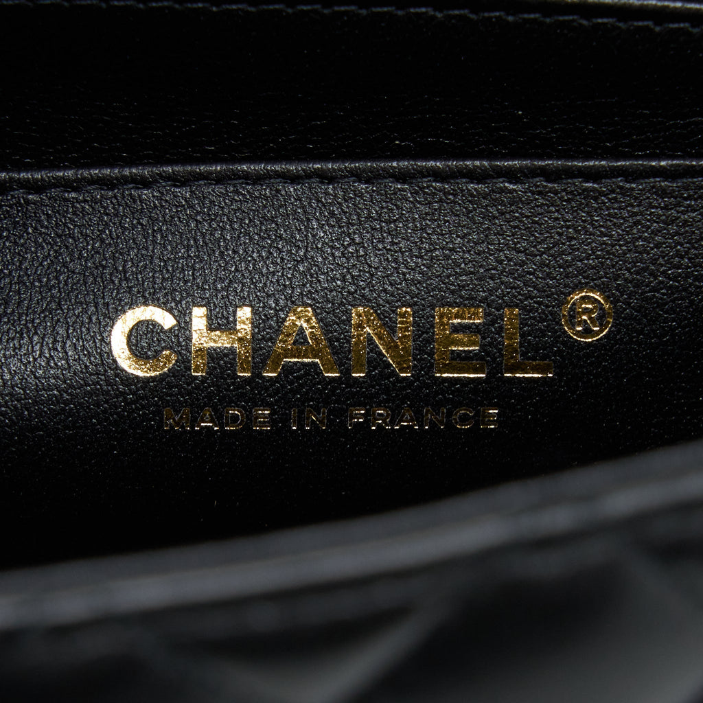 CHANEL TOP HANDLE MINI RECTANGULAR FLAP BAG LAMBSKIN BLACK LGHW (MICROCHIP)