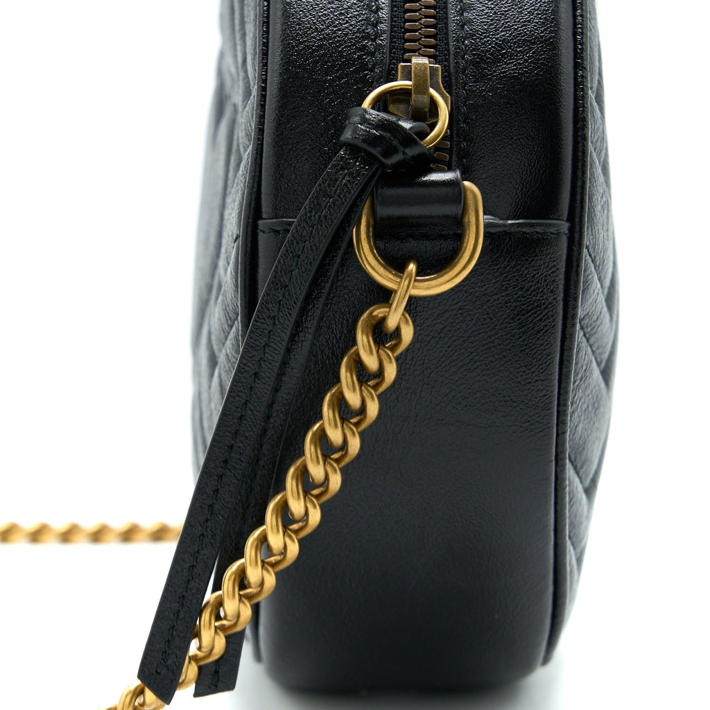 GUCCI GG MORMONT ROUND SHOULDER BAG CALFSKIN BLACK GHW