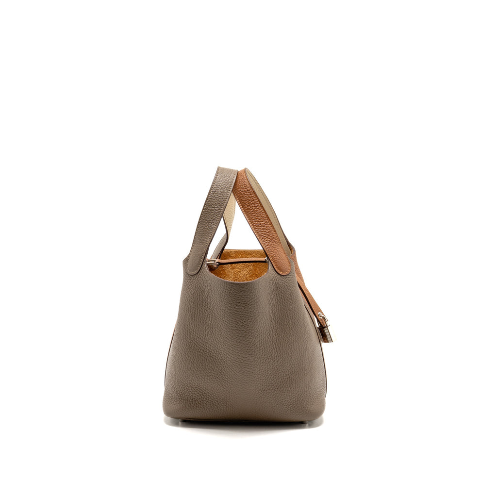 Hermes Picotin 18 Lock Bag Clemence Gold/ Etoupe/ Nata SHW