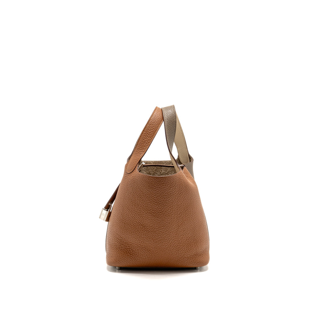 Hermes Picotin 18 Lock Bag Clemence Gold/ Etoupe/ Nata SHW