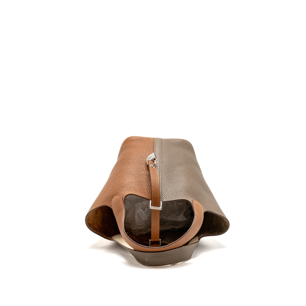 Hermes Picotin 18 Lock Bag Clemence Gold/ Etoupe/ Nata SHW