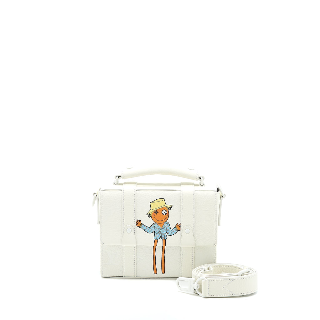 LOUIS VUITTON SCARECROW PRINTED FLAP BAG CALFSKIN WHITE WITH WHITE HARDWARE