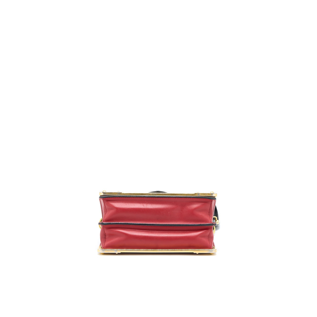 PRADA CASHIER BAG CALFSKIN RED /BLACK GHW