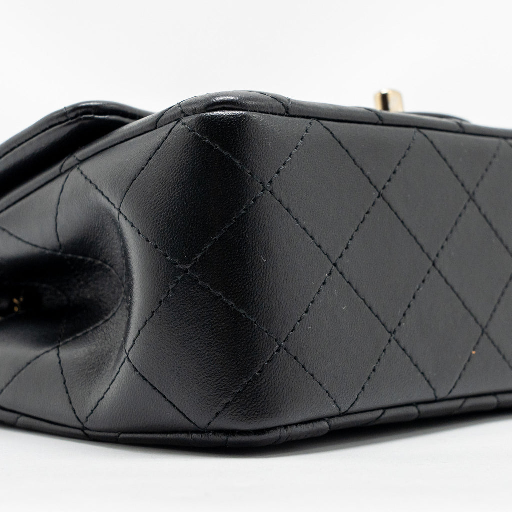 CHANEL MINIRECTANGULAR FLAP BAG LAMBSKIN BLACK LGHW (MICROCHIP)