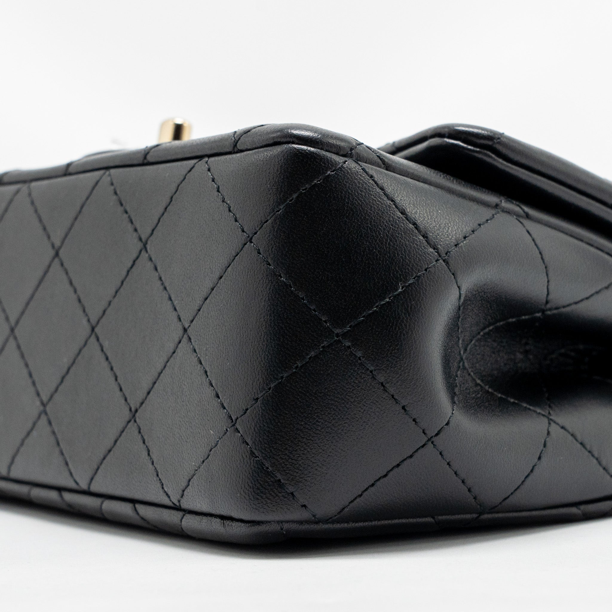 CHANEL MINIRECTANGULAR FLAP BAG LAMBSKIN BLACK LGHW (MICROCHIP)