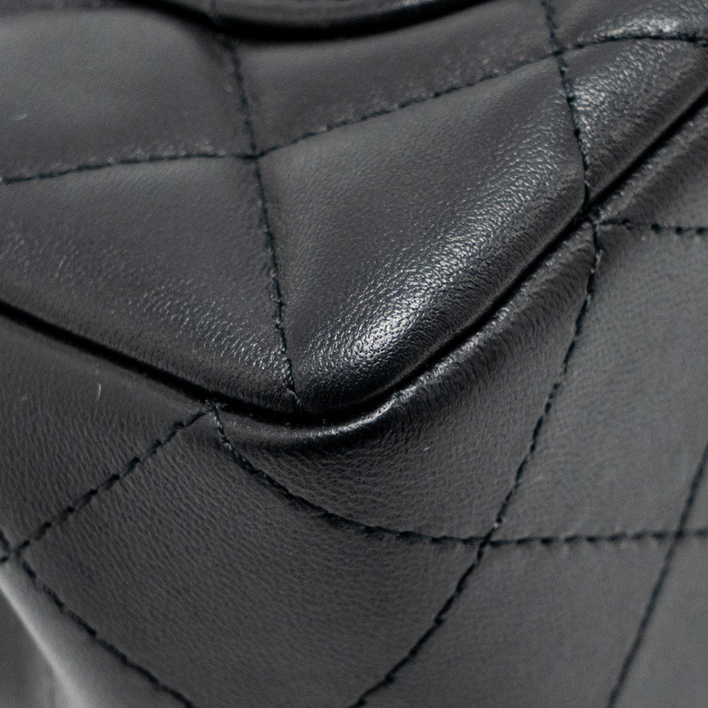 CHANEL MINIRECTANGULAR FLAP BAG LAMBSKIN BLACK LGHW (MICROCHIP)
