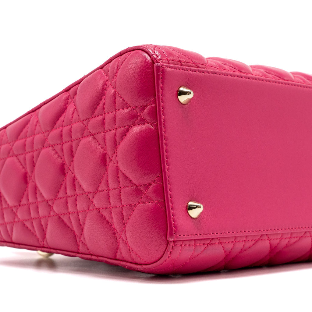 DIOR MEDIUM LADY DIOR LAMBSKIN PINK LGHW
