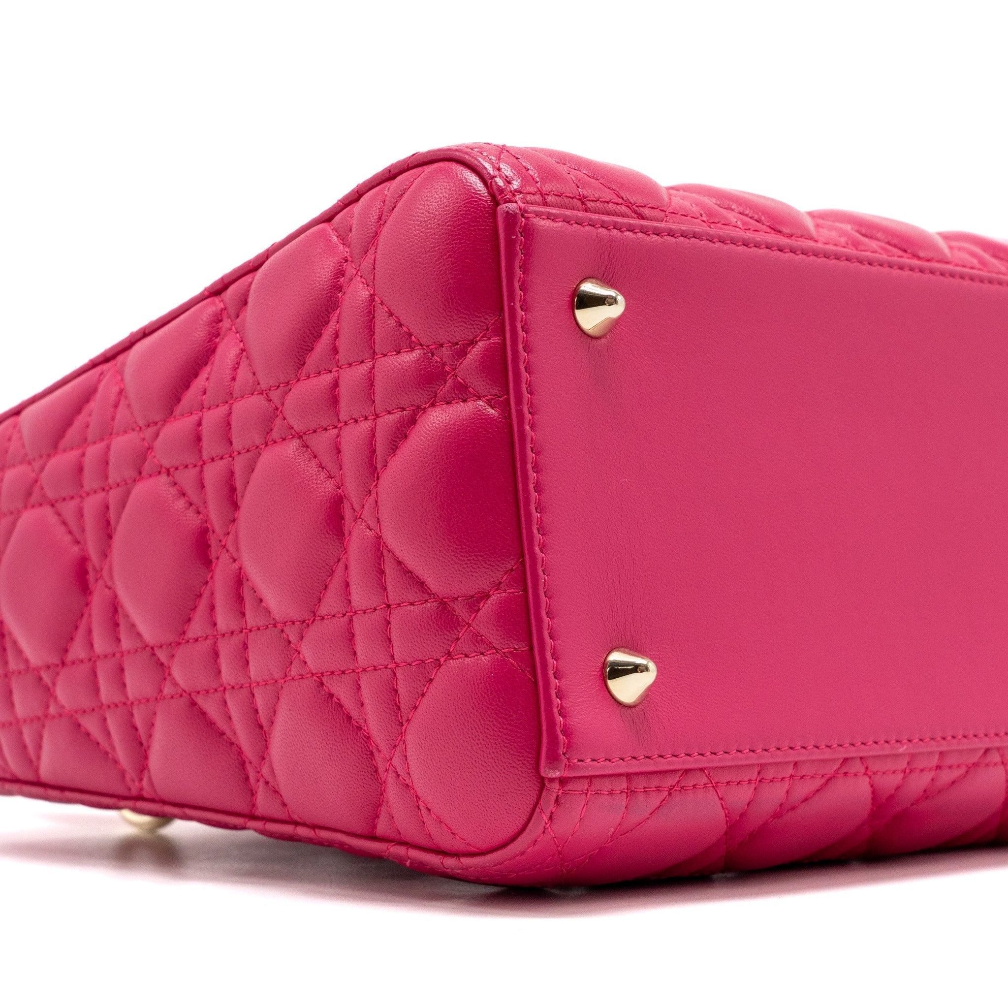 DIOR MEDIUM LADY DIOR LAMBSKIN PINK LGHW