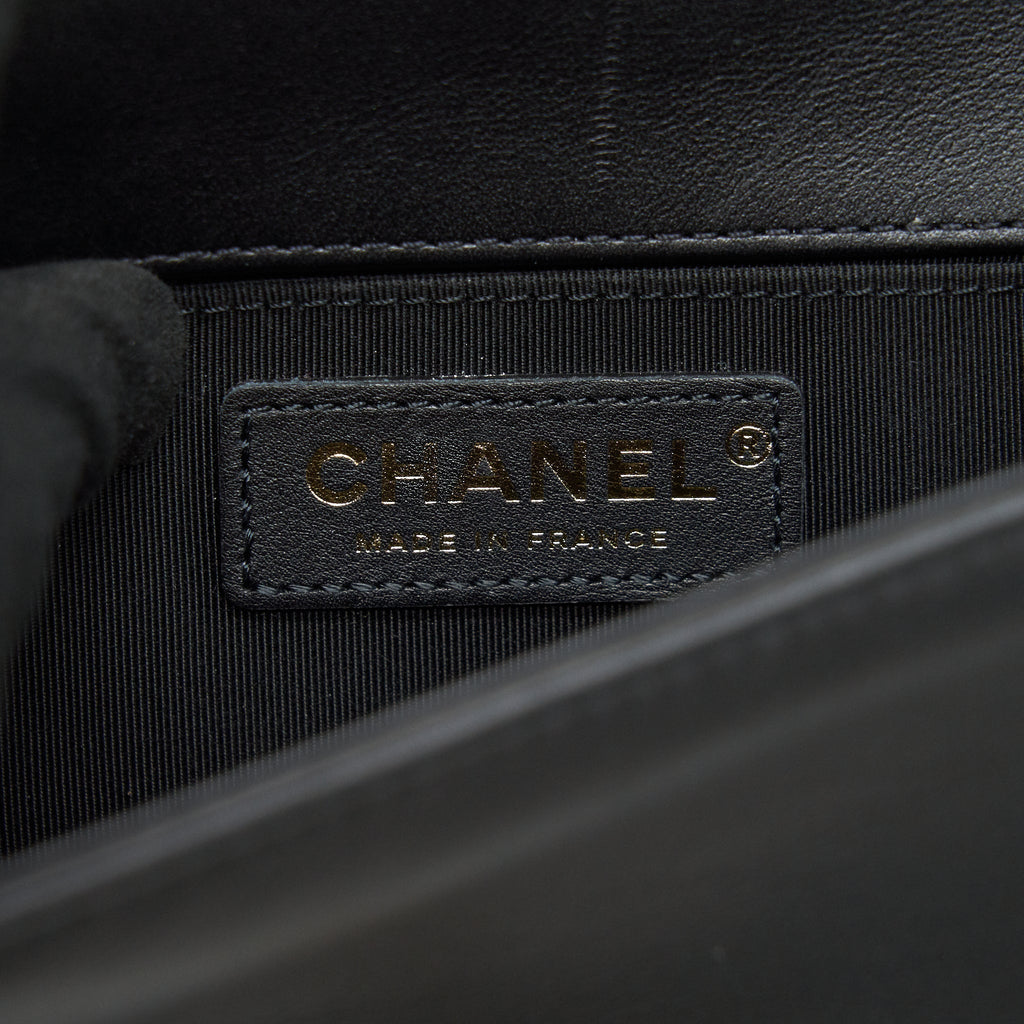 CHANEL SMALL BOY BAG CALFSKIN BLACK WITH GHW SERIAL27