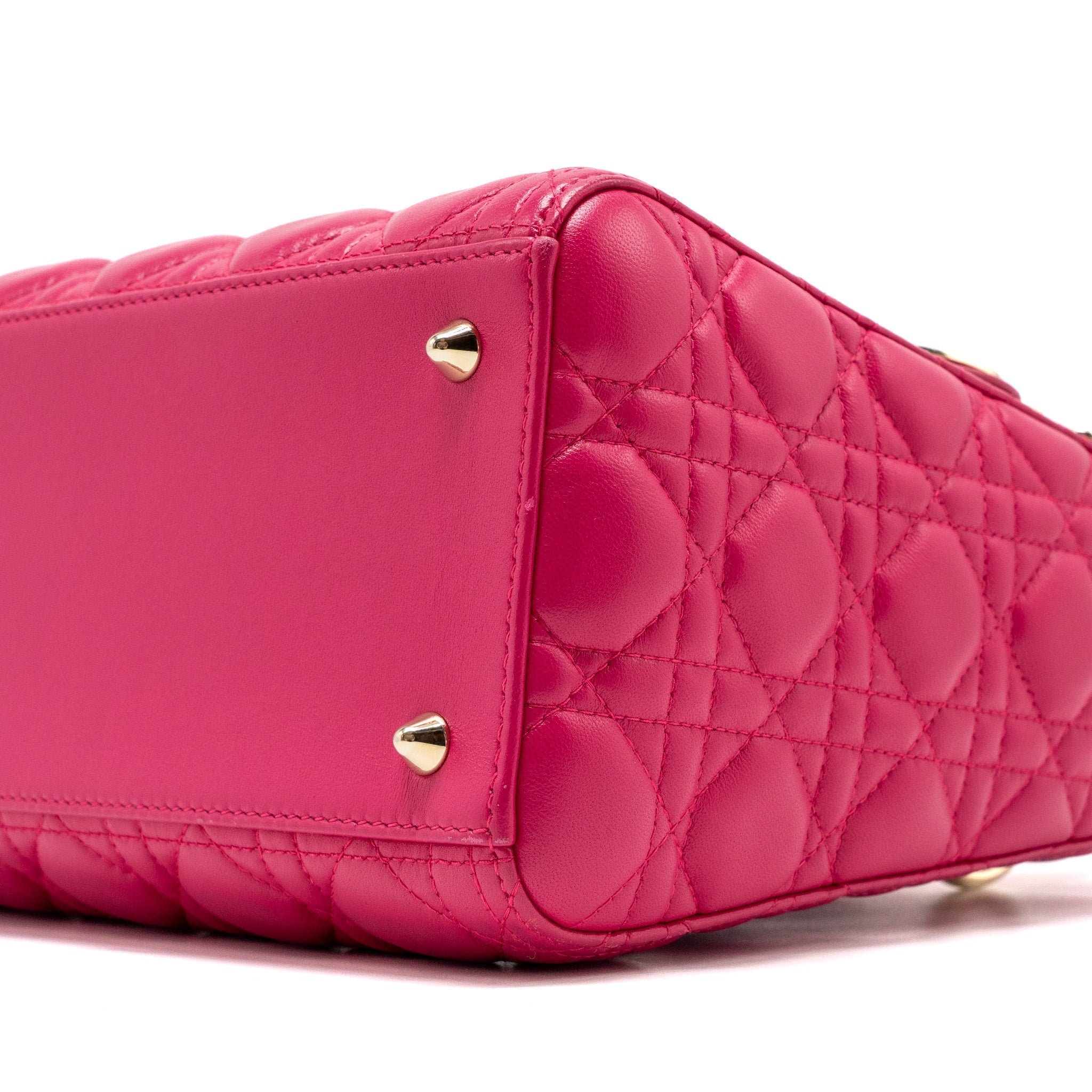 DIOR MEDIUM LADY DIOR LAMBSKIN PINK LGHW