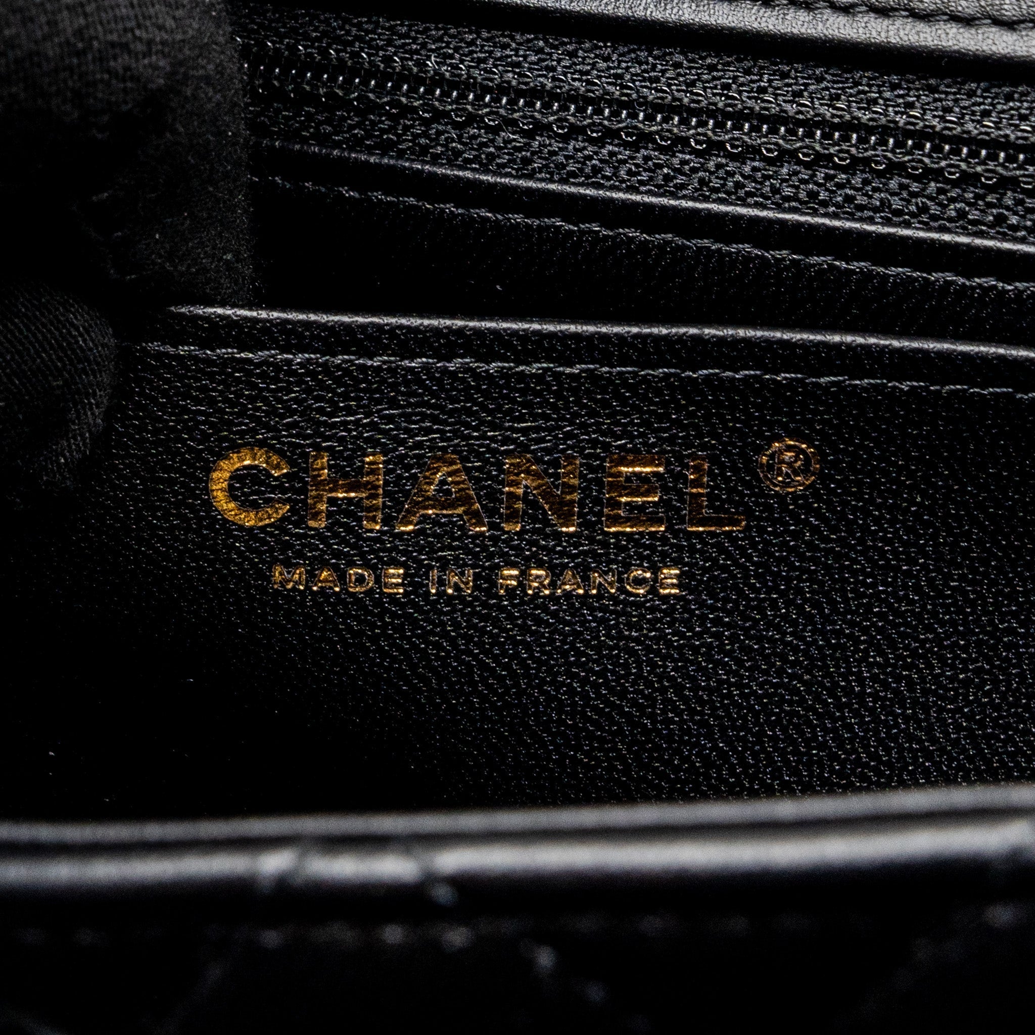 CHANEL MINI SQUARE FLAP BAG LAMBSKIN BLACK LGHW (MICROCHIP)