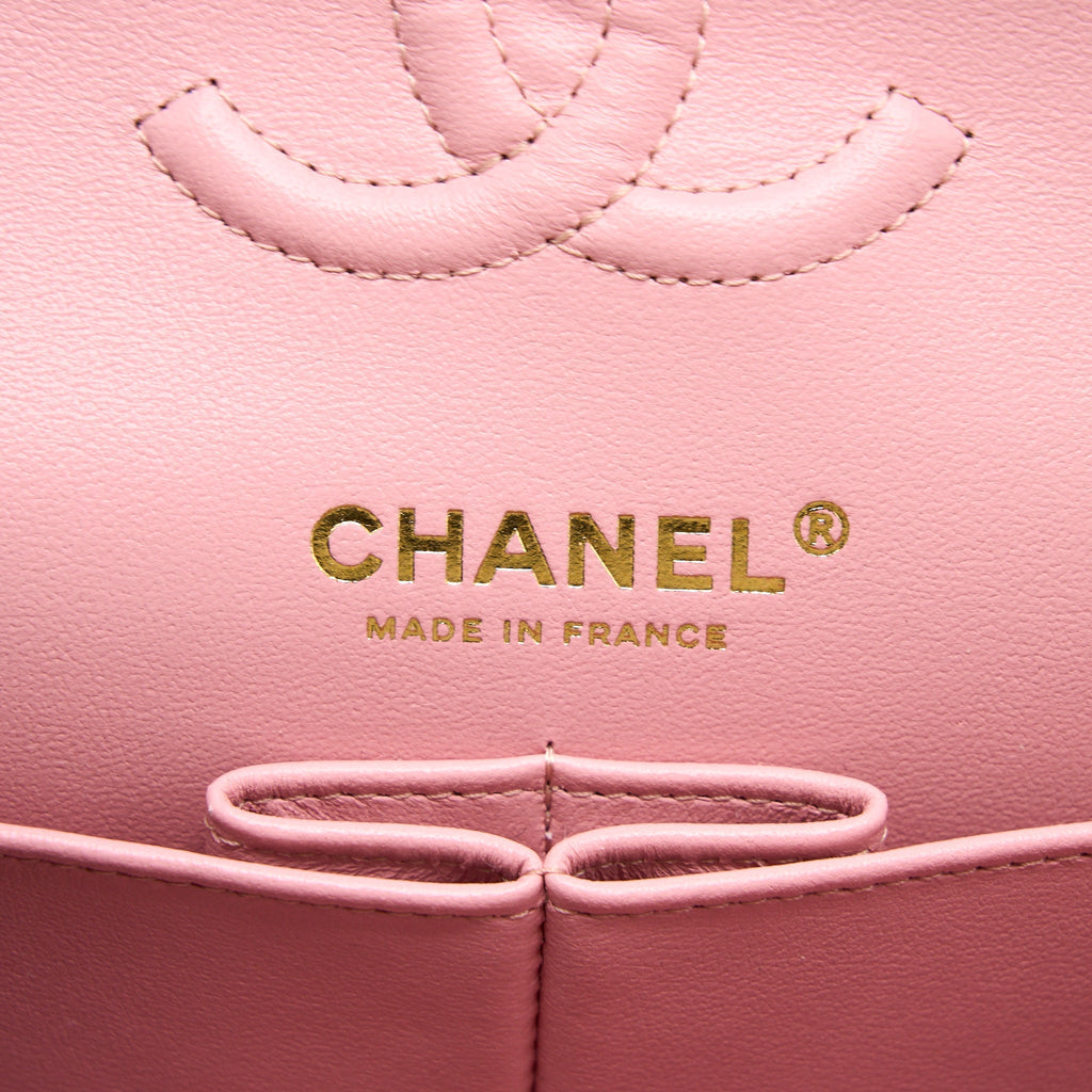 CHANEL 22C SMALL CLASSIC DOUBLE FLAP BAG CAVIAR PINK LGHW (MICROCHIP)