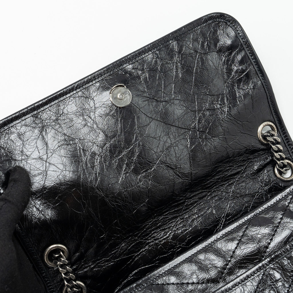 SAINT LAURENT MEDIUM NIKI CALFSKIN BLACK RUTHENIUM HARDWARE