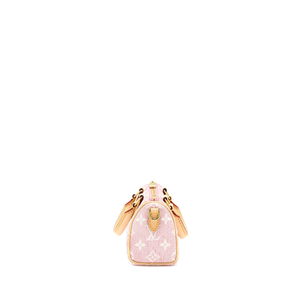LOUIS VUITTON NANO SPEEDY DENIM MONOGRAM PINK GHW