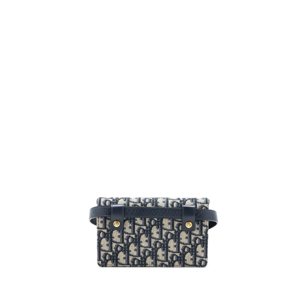 DIOR SADDLE BELT POUCH BLUE OBLIQUE JACQUARD GHW