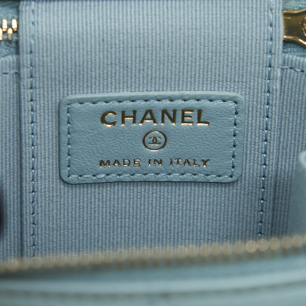 CHANEL 22S MINI TOP HANDLE VANITY CASE LAMBSKIN LIGHT BLUE LGHW