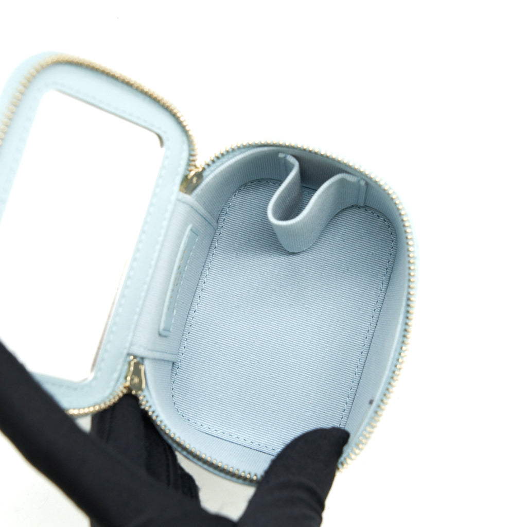 CHANEL 22S MINI TOP HANDLE VANITY CASE LAMBSKIN LIGHT BLUE LGHW