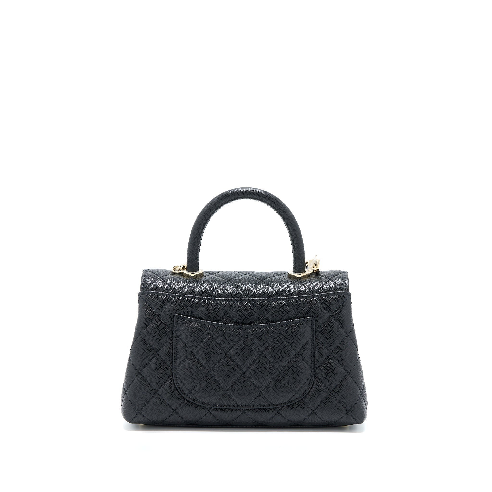 CHANEL SMALL COCO HANDLE FLAP BAG CAVIAR BLACK LGHW (MICROCHIP)