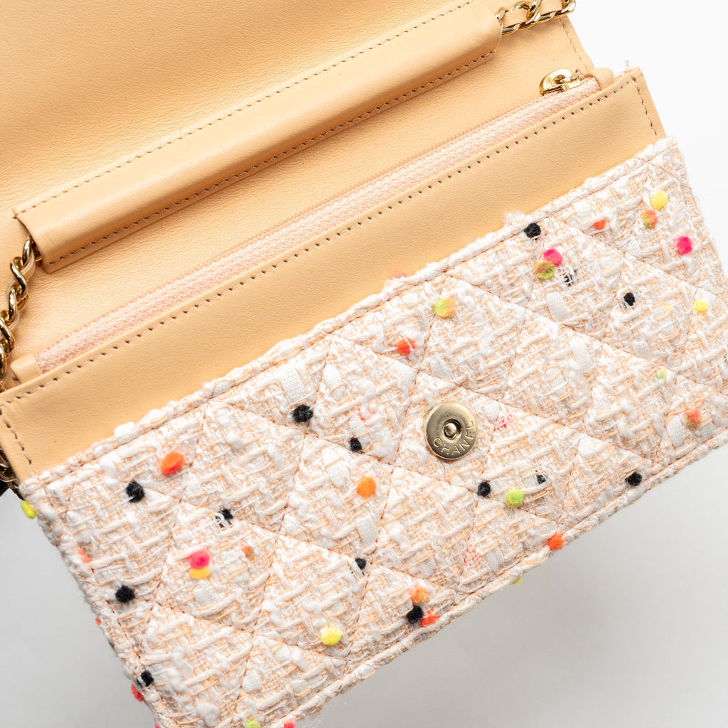 CHANEL 19S WALLET ON CHAIN/O MINI BAG TWEED MULTICOLOUR LGHW